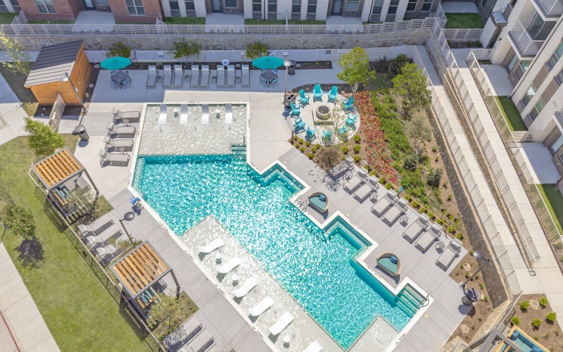 Bird’s eye view of community pool.