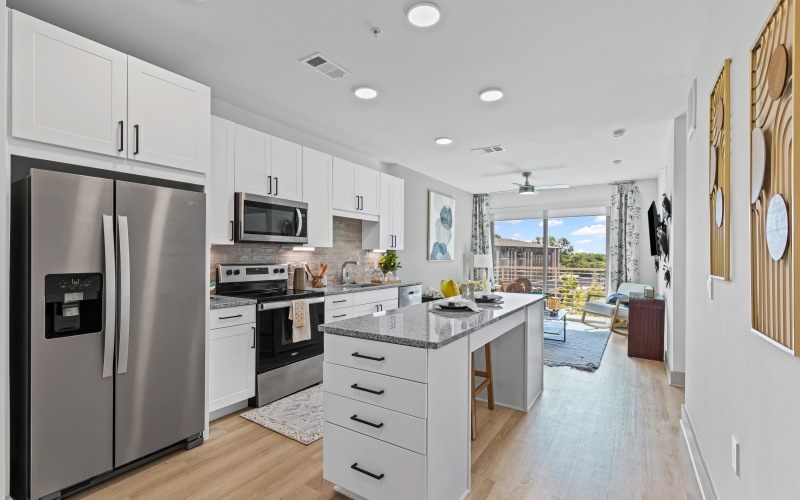 Unit interior kitchen and living area